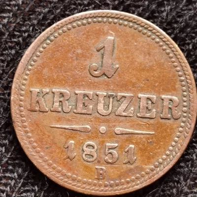 moneda 1 Kreuzer 1851 B