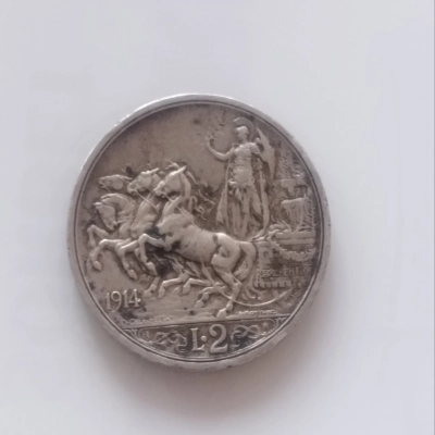 2 Lire Italia 1914 argint 