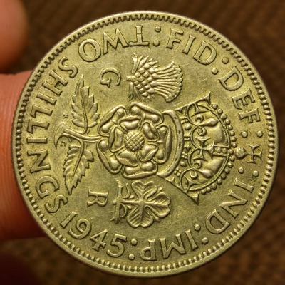 2 Shillings 1945 Argint Anglia pret
