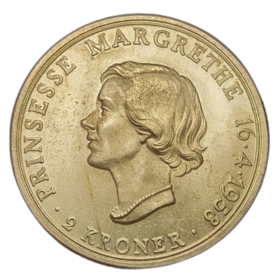 2 kroner 1958 UNC