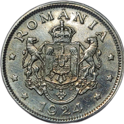2 lei 1924 UNC cleaned