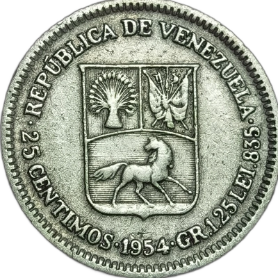 25 centimos 1954 pret
