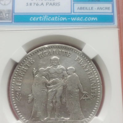 5 Franci 1876 A France  pret