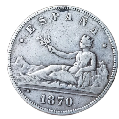moneda 5 Pesetas 1870 Spania