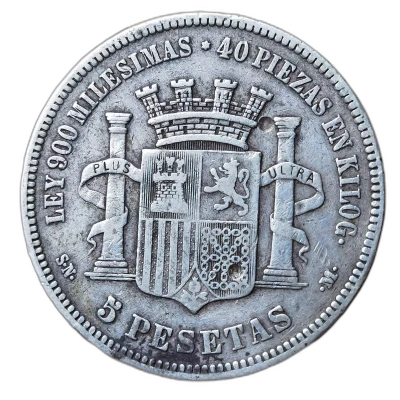 5 Pesetas 1870 Spania pret