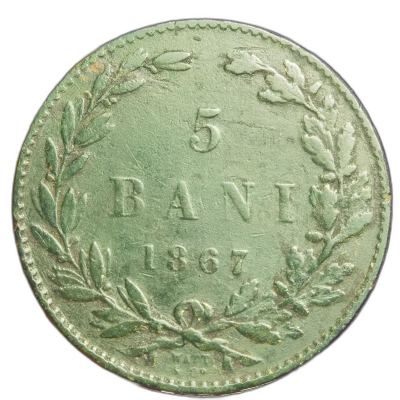 moneda 5 bani 1867