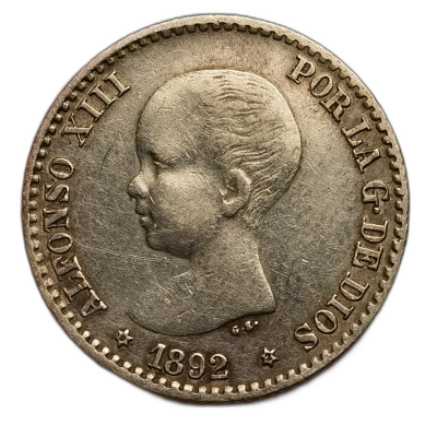 moneda 50 centimos 1892 Spania Alfonso