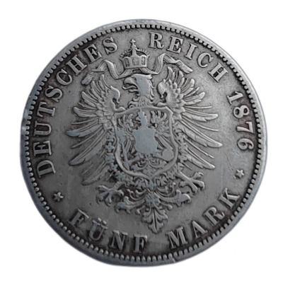 Deutches Reich 5 Mark  1876 pret